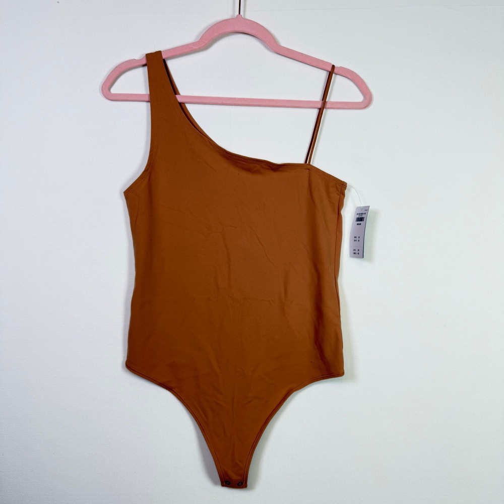 ABERCROMBIE & FITCH Brown Soft A&F One Shoulder Bodysuit Medium